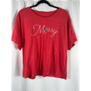 Disney Minnie Mouse Merry Christmas Red T Shirt Women's Size Medium Holiday
